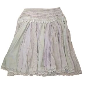 Lucky Coco Crochet Pleated Maxi Skirt Woman Plus 18W Coastal Cowgirl Sage Beige